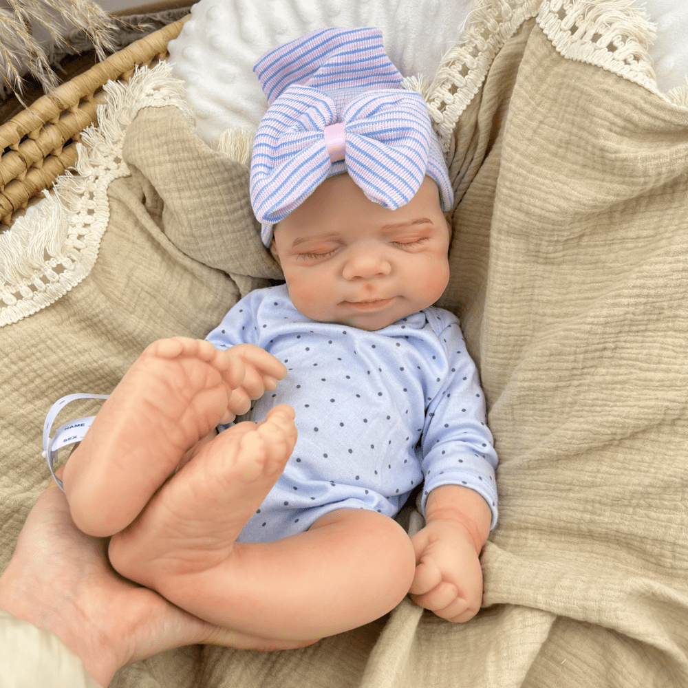 18-inch Lifelike Silicone Doll with Realistic Features and Closed Mouth